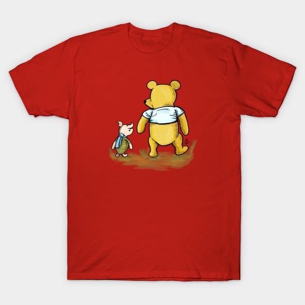 Winnie the Pooh and Piglet go for a walk T-Shirt by Alt World Studios